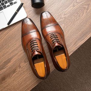 New Model Carved Oxford <b>Shoes</b>-cowhide Business Formal Casual High-end Lace-up square Toe Hand-polished Men's <b>Height</b> <b>Increasing</b> - Product Image 1