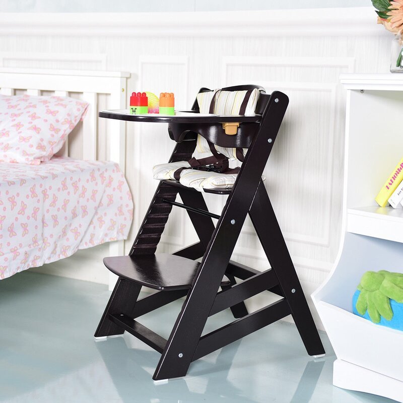 Baby Feeding Chair Portable Baby High Chair Durable Wood Home Furniture Living Room Chair Solid Wood