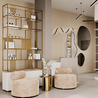 Ensemble de mobilier de salon de manucure sur mesure tout-en-un avec tables, vitrines et postes de travail, stations de salon haut de gamme, design d'intérieur