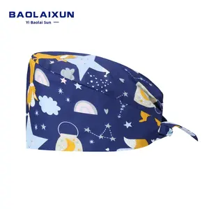 Gorros quirúrgicos estampados bonitos para hombres y mujeres, gorros <span class=keywords><strong>de</strong></span> enfermera elásticos <span class=keywords><strong>de</strong></span> algodón puro para salón <span class=keywords><strong>de</strong></span> belleza, quirófano, gorros dentales orales informales - Product Image 5