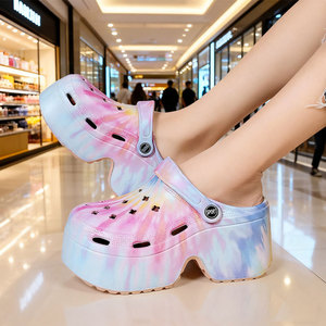 Sabots pour femmes, plateforme de 9 cm, semelle épaisse, bout rond, chaussures de plage d'été, antidérapantes, talon haut, pour l'extérieur, taille 36 37 38 39 40 - Product Image 3