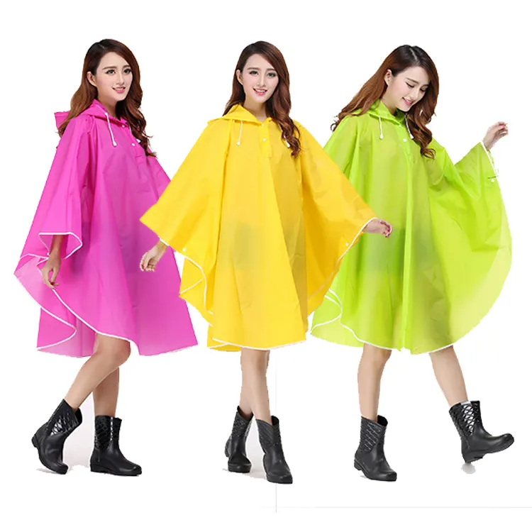 Jas Hujan Transparan Wanita Pria Portabel, Perjalanan Luar Ruangan Pakaian Hujan Berkemah Ponco Tahan Air Penutup Hujan Plastik