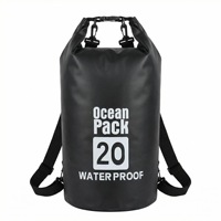 Sac à dos étanche en PVC noir personnalisé, 20L, avec double bretelles, idéal pour le kayak, la navigation, la pêche, la randonnée