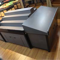Dubbelzijdige metalen en houten supermarkt fruit- en groentepresentatiestand voor verse producten