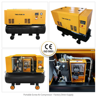 Compresseur d'air mobile électrique à vis 4-7,5 kW, compresseurs à vis portables 8/10/13 bars CE ISO pour la construction en extérieur