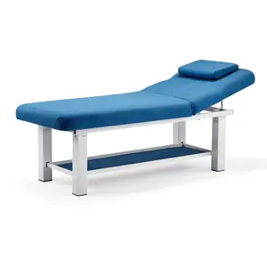 Cama de salón de belleza portátil de alta calidad y alta rendimiento cos cama de masaje de Spa azul plegable de 2 secciones