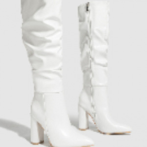 Botas de moda 2026 con punta afilada, tacón grueso, diseño de pliegue natural, cremallera interior, botas altas de talla grande - Product Image 5