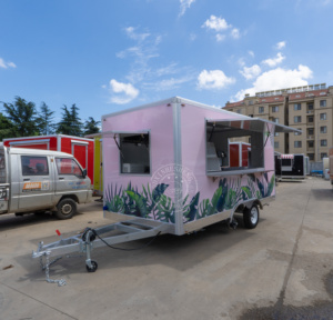 Remorque de nourriture carrée rose de 16 pieds avec des équipements entièrement de cuisine de nourriture de rue - Product Image 2