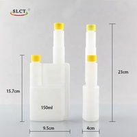 Bouteille de mélange de carburant à double col de 150 ml et 1250 ml, bouteille en plastique HDPE avec mesure, bouteilles à double col avec bouchon doseur