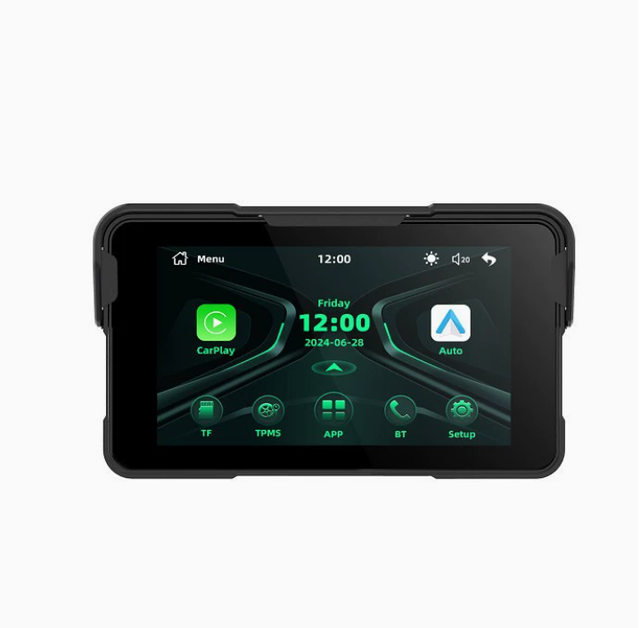 5 Inch Touchscreen Portable Wireless CarPlay GPS Navigator AutoLink BT AirPlay Android IOS Easy-Fit Motorcycle 1 Year Warranty