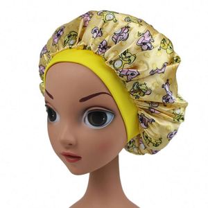 Bonnet en Soie Imprimée pour Filles, Bonnet de Nuit en Satin pour Bébé, Bandeaux pour Cheveux, Bonnets de Sommeil pour Enfants avec Bande Élastique Large, Cadeau Promotionnel - Product Image 4