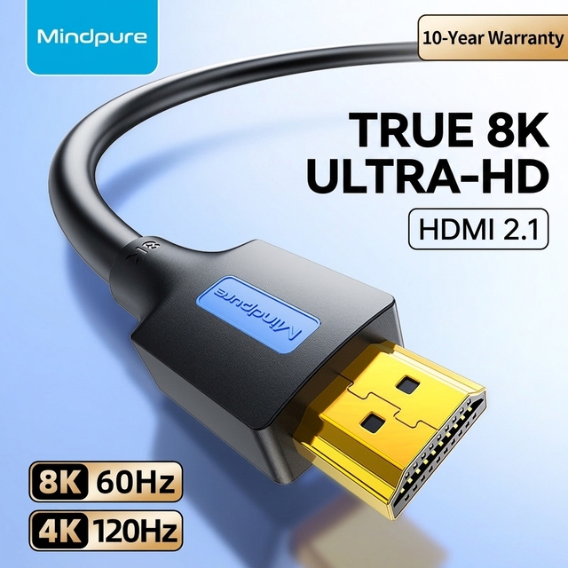 Mindpure 8K HDMI 2.1 Cable 48Gbps Ultra High Speed 8K 60Hz 4K 120Hz Dynamic HDR EARC for Gaming Console Laptop Projector HDTV