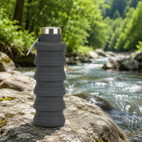 Bouteille d'eau sport pliable en silicone 500 ml avec bouchon à vis, sans BPA et réutilisable pour les voyages et le camping – Meilleure vente