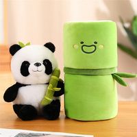 Peluches Panda en bambou avec jouets créatifs 2 en 1, peluche Panda en bambou, jouet en peluche doux, cadeaux pour enfants, filles et garçons (Panda dans le bambou)