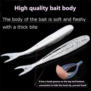 LUTAC Leurre souple <span class=keywords><strong>en</strong></span> <span class=keywords><strong>plastique</strong></span> TPE coloré de haute qualité Leurre de pêche à queue de fourche lumineuse coulant lentement 75mm/2.0g - Product Image 2