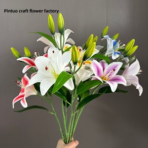 Nuovi <span class=keywords><strong>Fiori</strong></span> Artificiali di Giglio a 2 Teste Modello H600 per Decorazioni Floreali da Interno ed Esterno, Sale Matrimoni, Casa e Esportazione - Product Image 2