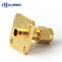 Connecteur mâle SMA LWMC à souder pour câble semi-flexible et semi-rigide de 0,141 pouce, montage sur bride à 4 trous, jusqu'à 18 GHz