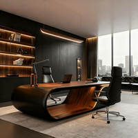 Scrivania Moderna ed Elegante in Legno Melaminico, Tavolo da Lavoro per Manager e Dirigenti, Scrivania di Lusso