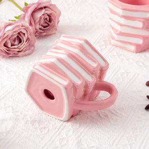 Taza de café de libro de cerámica Rosa única personalizada nórdica, regalo de negocios, logotipo personalizado de estilo de lujo ecológico - Product Image 4