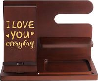 Stasiun Pengisian Daya Ponsel Kayu Personal untuk Suami Pacar Aku Cinta Kamu Setiap Hari Tempat Kunci Dompet Penyangga Jam Tangan Organizer Pria