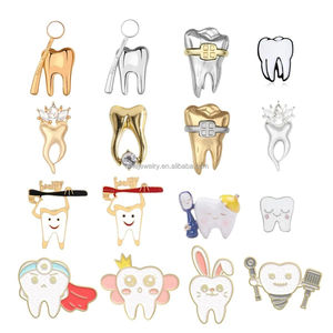 60 Styles New Type Cartoon Zähne Weiche Emaille Pins Weiche Emaille Revers Metall Pin Abzeichen Herstellung Dental Metall Brosche - Product Image 4