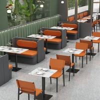 Pizza moderne de Chine café de luxe thé boutique café cuir bois carré Restaurant meubles banc canapé siège Table et ensemble de chaises