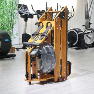 Rubber Wood Foldable Water <b>Row</b> Rower With 13.9L Water Tank LCD Display Home Exercise <b>Machine</b> - Product Image 2
