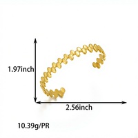 Bracelet manchette ouvert en or 18 carats, disque ovale lisse, empilable, bracelet minimaliste en métal texturé pour femme, bijou quotidien