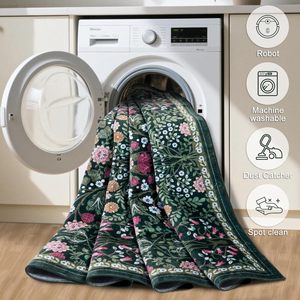 Tappeto da <span class=keywords><strong>soggiorno</strong></span> classico motivo floreale 5x7 <span class=keywords><strong>in</strong></span> lana sintetica lavabile Boho antiscivolo Tappeto da interno anti macchie di spessore 1.5mm - Product Image 6