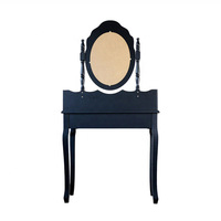 Glam – ensemble de coiffeuse de maquillage noir simple, petit bureau avec miroir pour le maquillage