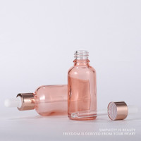 Emballage cosmétique de luxe en verre rose de 5ml 10ml 15ml 20ml 30ml 50ml 100ml flacon compte-gouttes de sérum d'huile essentielle avec dessus en or rose