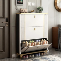 Meuble à chaussures basculant en bois ultra-fin de luxe léger, grande capacité, pour salle à manger et entrée, rangement simple et moderne, gain de place, facile à assembler