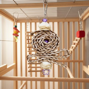 Eco-Friendly Wooden Corn Husk Skewers Novelty Bird <strong>Toy</strong> with Bite Swing Straw Weaving Design for <strong>Parrots</strong> Daily Use - Product Image 6