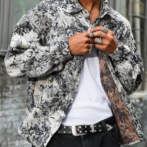 Chaqueta Bomber Personalizada Estilo Vintage con Bordado Floral y Estampado de Camuflaje, Hombros Caídos, Cuello Beisbolero, Chaqueta Varsity para Hombre - Product Image 2