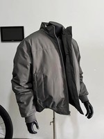 Veste de pilote d'hiver américaine décontractée pour homme, style streetwear, col montant, veste de baseball, fermeture éclair courte sur le devant, veste de baseball surdimensionnée