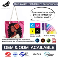 Sacs fourre-tout en toile personnalisés avec impression par sublimation, motif filles africaines, sacs à bandoulière portables en toile épaisse pour femmes, sac de plage