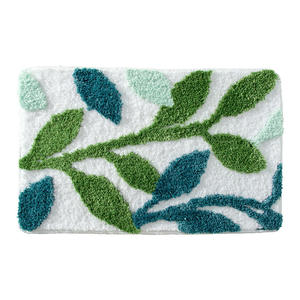 Alfombra de baño cuadrada de microfibra absorbente antideslizante con diseño minimalista y patrón de plantas, estilo transfronterizo. - Product Image 4