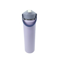 Bouteille isotherme de sport de luxe violette en acier inoxydable de 24 oz avec poignée souple et couvercle anti-fuite, durable pour les voyages en extérieur