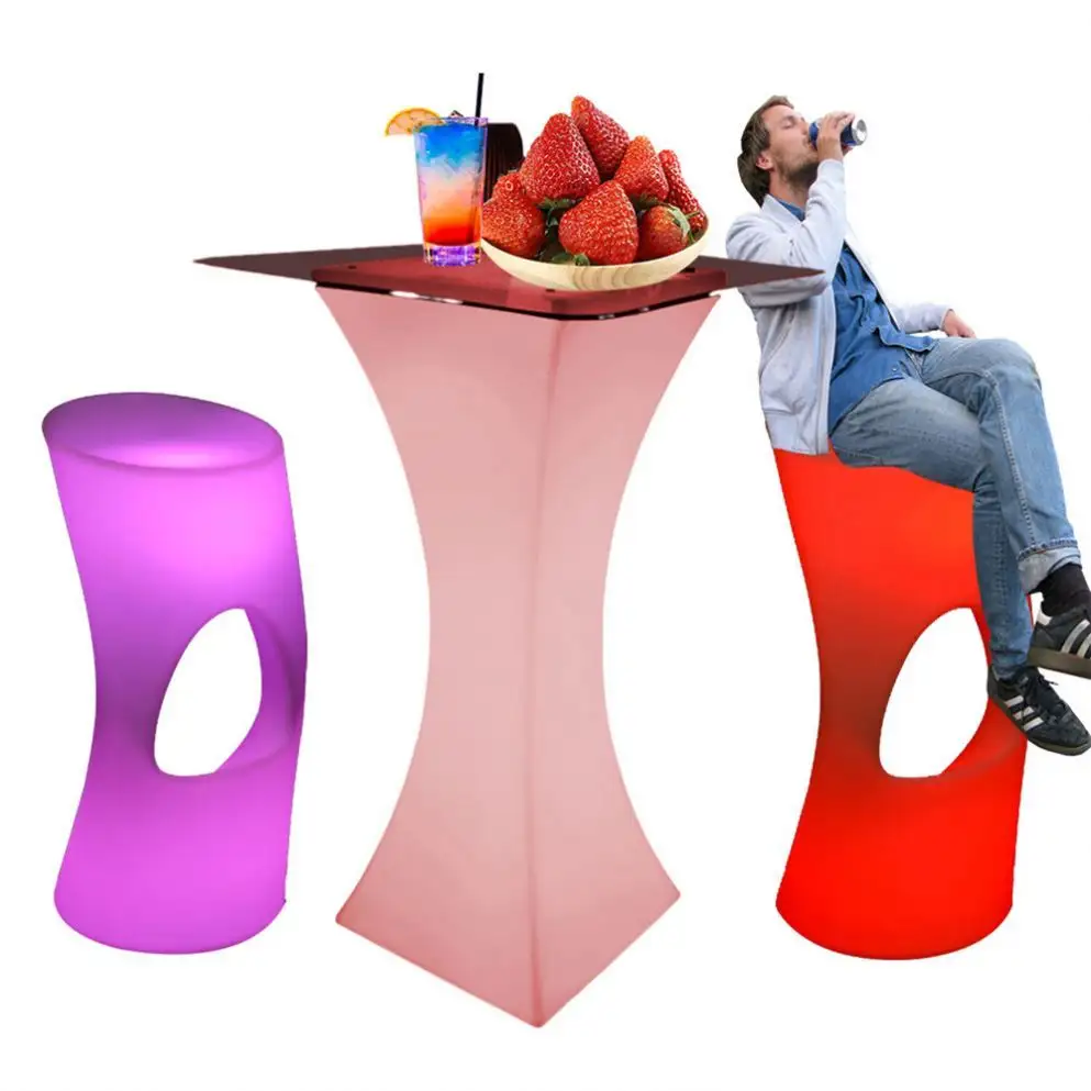 Moderne Nachtclub möbel betrieben wechselnde Farbe Acryl Led mobile Outdoor-Bar Cocktail-Tisch