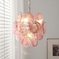 Lustre moderne en verre coloré de Murano, en métal, de style français, rond, pour chambre à coucher, salon, LED