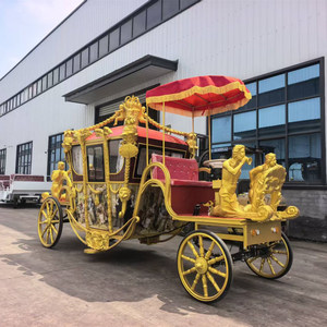 รถม้าไฟฟ้าประดับรูปปั้นทองคำสไตล์ยุโรปสำหรับงานแต่งงานและท่องเที่ยว - Product Image 4