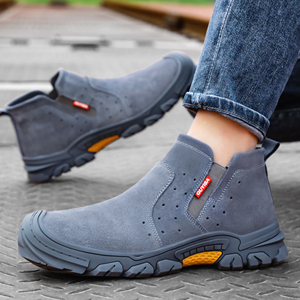 Bottes de sécurité pour soudeurs, résistantes à la chaleur, anti-étincelles, avec embout en acier anti-perforation, chaussures en cuir antidérapantes pour le soudage industriel - Product Image 1