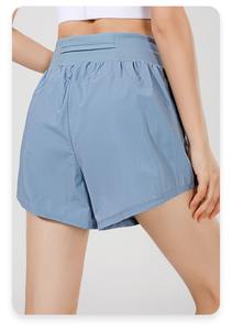 Pantalones cortos de gimnasia de doble capa de verano al por mayor, ropa de entrenamiento de yoga con logotipo personalizado, pantalones cortos deportivos sueltos de color sólido - Product Image 5