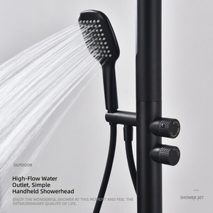 Colonne <span class=keywords><strong>de</strong></span> douche en acier inoxydable brossé pour extérieur, eau chaude et froide, piscine, certifiée CE SASO UPC, modèle HW2301 - Product Image 3