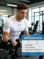 T-shirt de compression pour homme en polyester soie de lait, séchage rapide, manches courtes, pour la gym et le fitness, logo personnalisé, OEM ODM, vente en gros