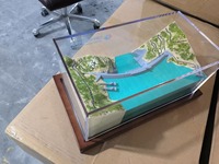 Modelo a escala de construcción de puente de Río, modelo de mini mesa de arena, puede ser un regalo de compañía