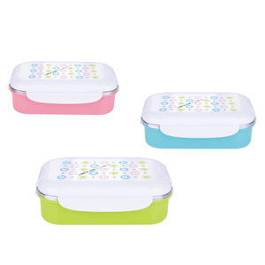 <b>Lunch</b> <b>Box</b> Rectangle Green Stainless Steel Airtight Lid With Flowers Pattern Student Use - Product Image 4