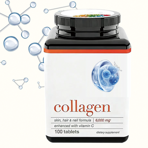 Comprimés de collagène hydrolysé en marque privée OEM 6000 mg avec vitamine C pour la peau, les <span class=keywords><strong>cheveux</strong></span>, les ongles et le soutien des articulations, 100 unités - Product Image 1