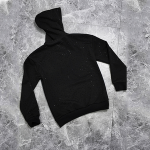 Sudadera Streetwear Desgastada 100% Algodón, Tejido French Terry Grueso, Talla Grande, 500 Gsm, Diseño Gráfico Personalizado, Negro con Pedrería, Estilo Y2K - Product Image 6