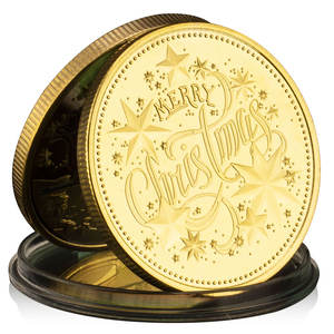 Buon natale e buon anno nuovo placcato oro monete Commemorative Babbo Natale che desiderano souvenir moneta e regalo per natale - Product Image 2